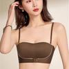 Sexy Leopard Print Strapless Women's Gathering Non Slip Bra with Seamless Lifting and No Steel Ring Bra Front Button Bra