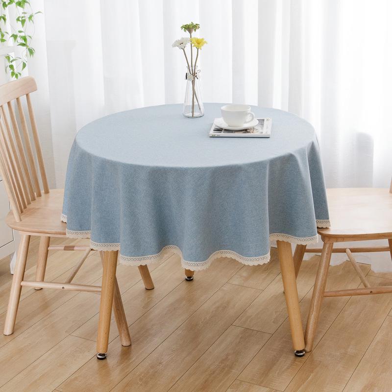 Round Tablecloth - High-End, Waterproof, Oil-Proof, Wash-Free, Imitation Cotton and Linen for Dining or Coffee Tables