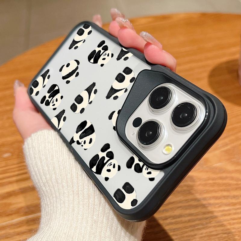 

Милый узор в виде маленьких панд Прозрачный чехол для iPhone 15 Plus 14 Pro 13 Pro Max Мягкий тонкий акриловый противоударный защитный чехол для объектива телефона iPhone 15 чёрный