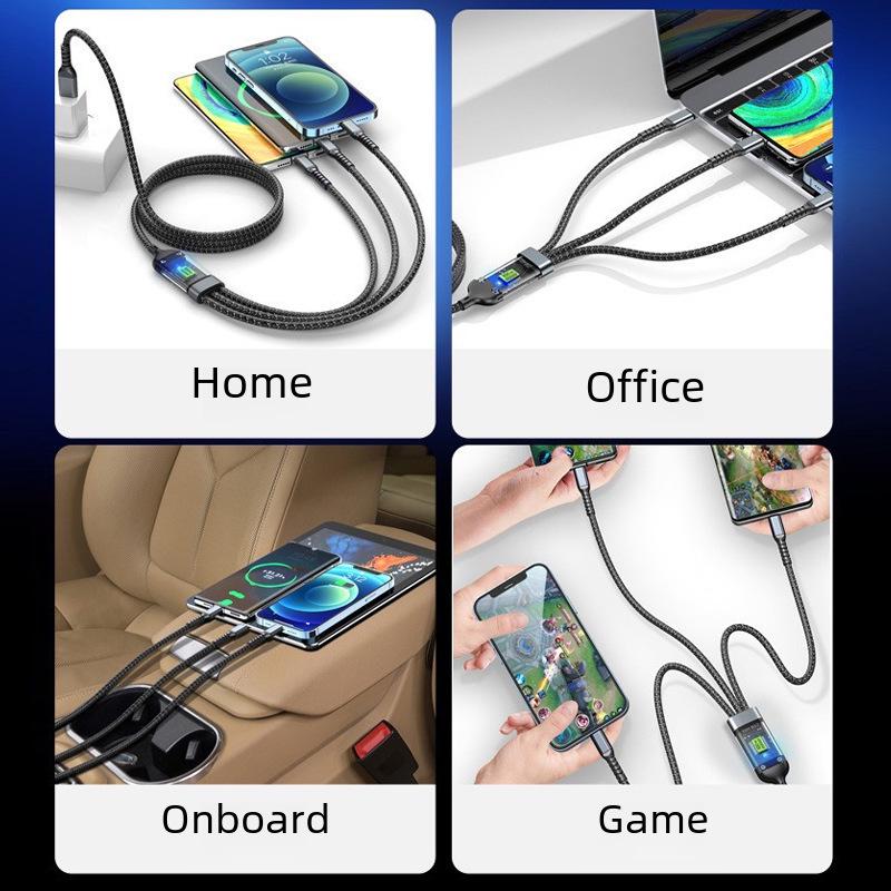 Jike 100W Transparent 3-in-1 Smart Flash Charging Cable