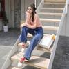 Koreanische Studentenjeans für Damen, Neuer Frühjahrs- und Herbststil, Locker, Hohe Taille, Schlankmachend, Weitbein, Hyuna Straight-Leg Mopping-Hose