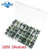 660pcs 100V Polyester Film Capacitor 0.22NF 470PF 102 222 333 473 104 1NF 3NF 10NF 47NF 100NF 24values Electronic Capacitors Set