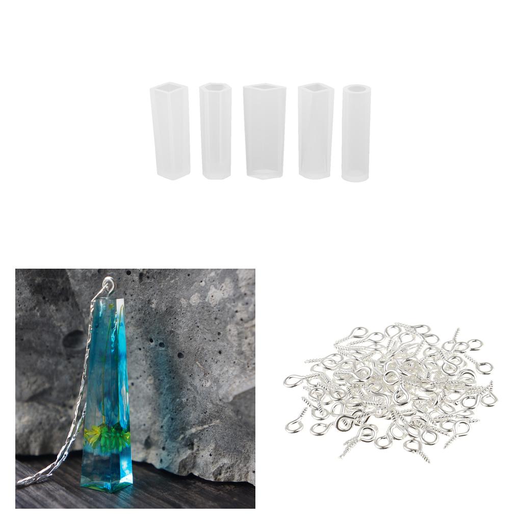 

5 частей Смоляные формы Силиконовая подвесная форма и 100 винтовых глазков