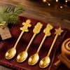 Home Afternoon Tea Accessories 4Pcs Christmas Stainless Steel Spoons Set, Gingerbread Man Tree Coffee Flatware Set Stirring Teaspoons, Dessert
