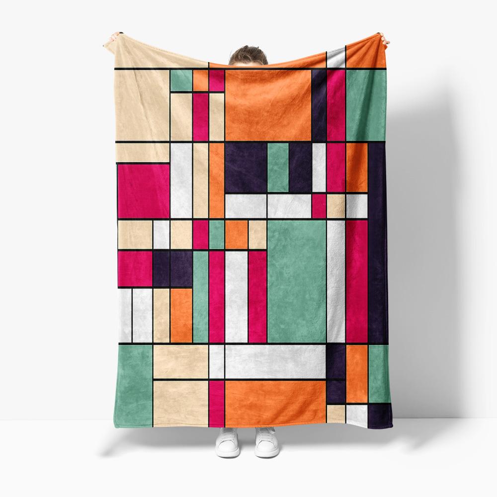 Geometric Pattern Blanket Modern Abstract Design Large Throw Blanket Sofa Bed Cover Decorative Throw Square Print Blanket 75x90cm