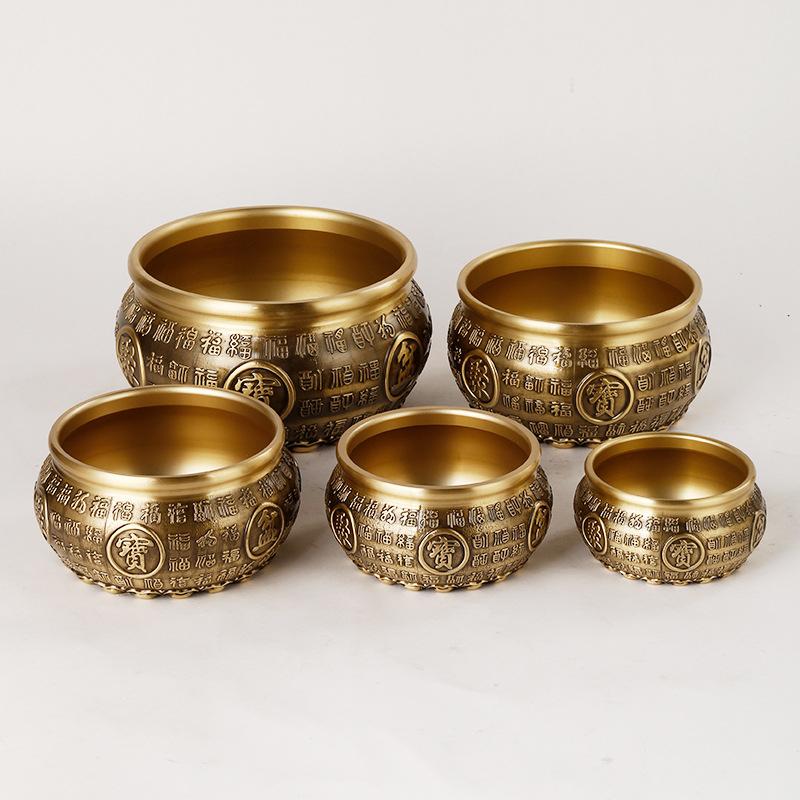 Brass 100 , Office Desktop Decorative , and Lucky Pot with Thousands of Blessings