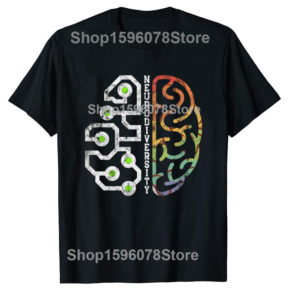 Funny Embrace Neurodiversity Brain For Autism Awareness Graphic Tshirts Men Tshirt 100 Cotton Loose Oversized T Shirt Summer