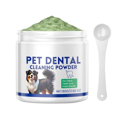 Dog Teeth Cleaning Powder 80g Teeth Cleaning Green Powder Dog Breath Freshener Teeth Care Products Safe Plaqueoff Powder