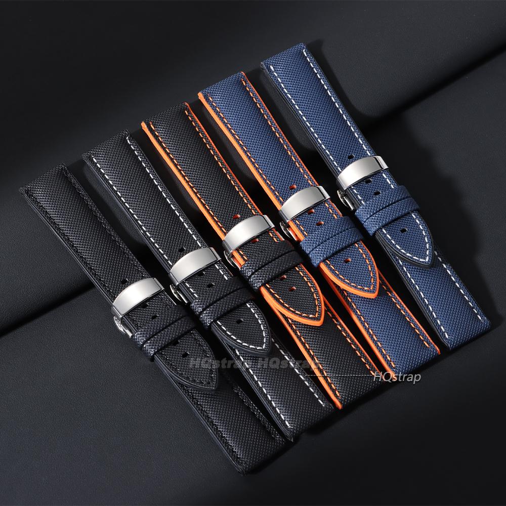 20 22 24mm Carbon Fiber Watch Strap Unisex Silicone Watchband Sport Strap for Smart Watch Waterproof Butterfly Buckle Bracelets