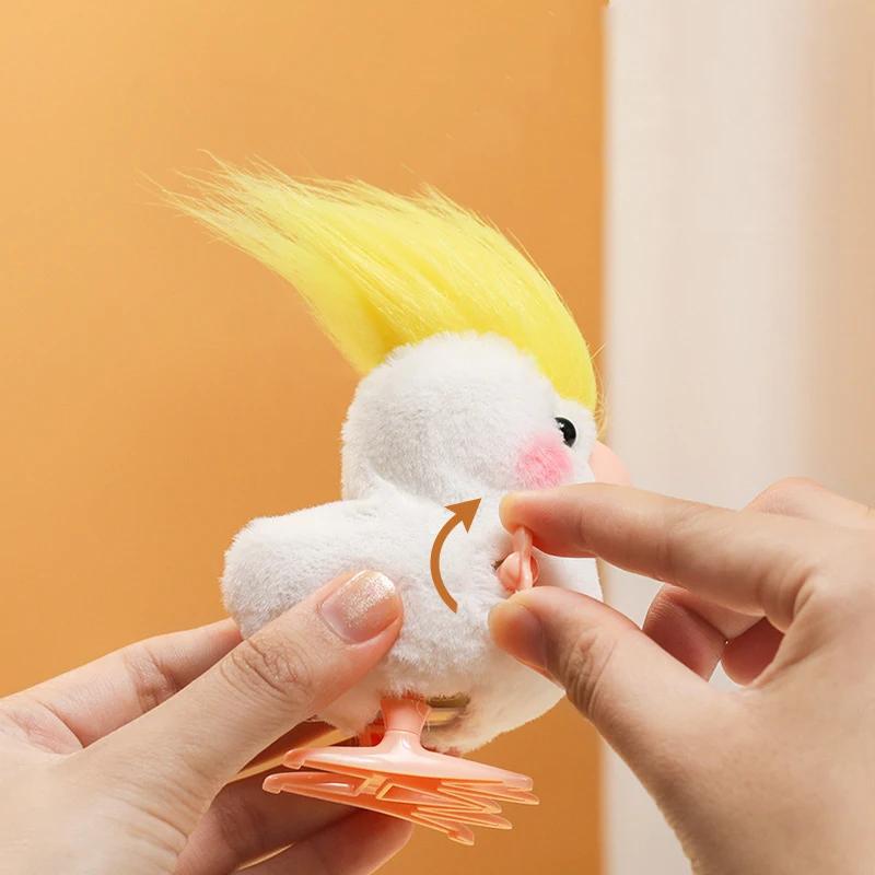 1pcs Animals Toy Children Boy Girl Cute Wind Up Jumping Chick Plush Stuffed Animals Chick Clockwork Walking Playthings Kids Fun Play Gifts