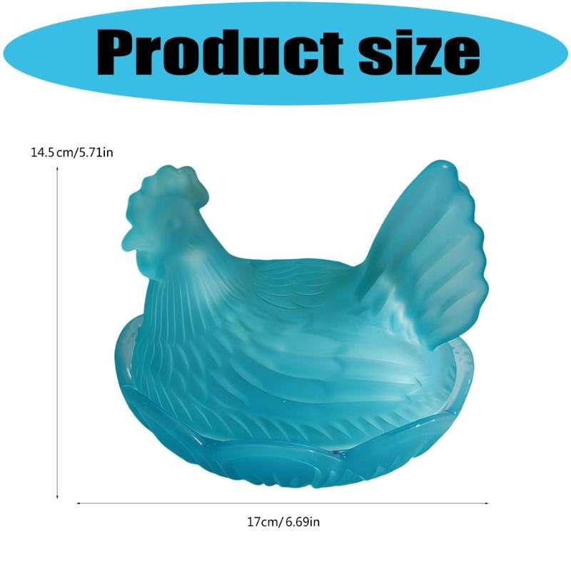 Glass Hen Candy Dish,Decorative Covered Candy Bowl with Lid Crystal Glass Chicken Shape Candy Jar Snacks Bowl Gift