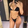 Seksowny Metalowe Pierścienie Halter Wysoki Wycięty Bok Bikini Damski Kostium Kąpielowy Kobiety Stroje Kąpielowe Dwuczęściowy Zestaw Bikini Kąpielówki Kostium Kąpielowy Pływać