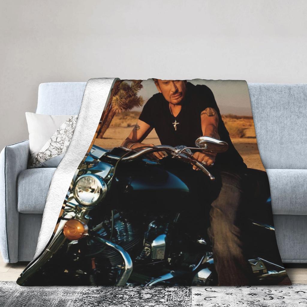 Johnny Hallyday 3d Blanket Flannel Printed Multifunction Super Warm Throw Blanket for Bed Office Rug Piece