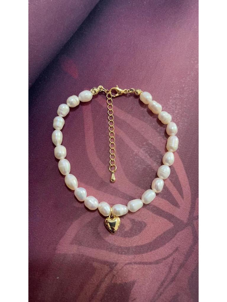 Damen Fairy Pearl Herz Anhänger Halskette - Cooler Choker-Stil mit Smiley und Akazienbohnen Schlüsselbeinkette