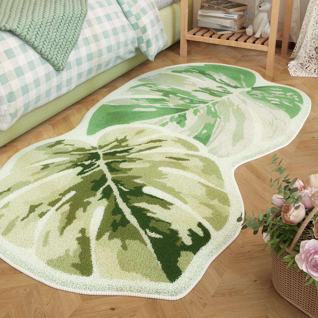 Fresh Style Living Room Decoration Green Carpet Thicken Plush Rugs for Bedroom Irregular Shapes Rugs for Bedroom Fluffy Soft Rug