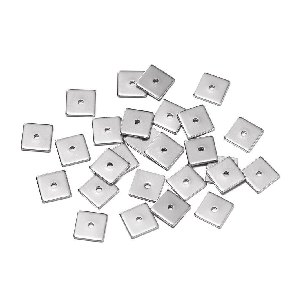 50 Pezzi/Confezione Acciaio Inossidabile 4/5/6/8mm Forma Quadrata Piatta Perline Distanziatrici Per Fai da Te Gioielli Collane Braccialetti Accessori per la Creazione