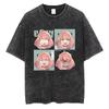 Japan Anime Spy X Family Anya Bond Graphic Print T-shirt Men Women Manga Vintage Washed O-neck Cotton Loose Casual Oversized Top Summer New Tee