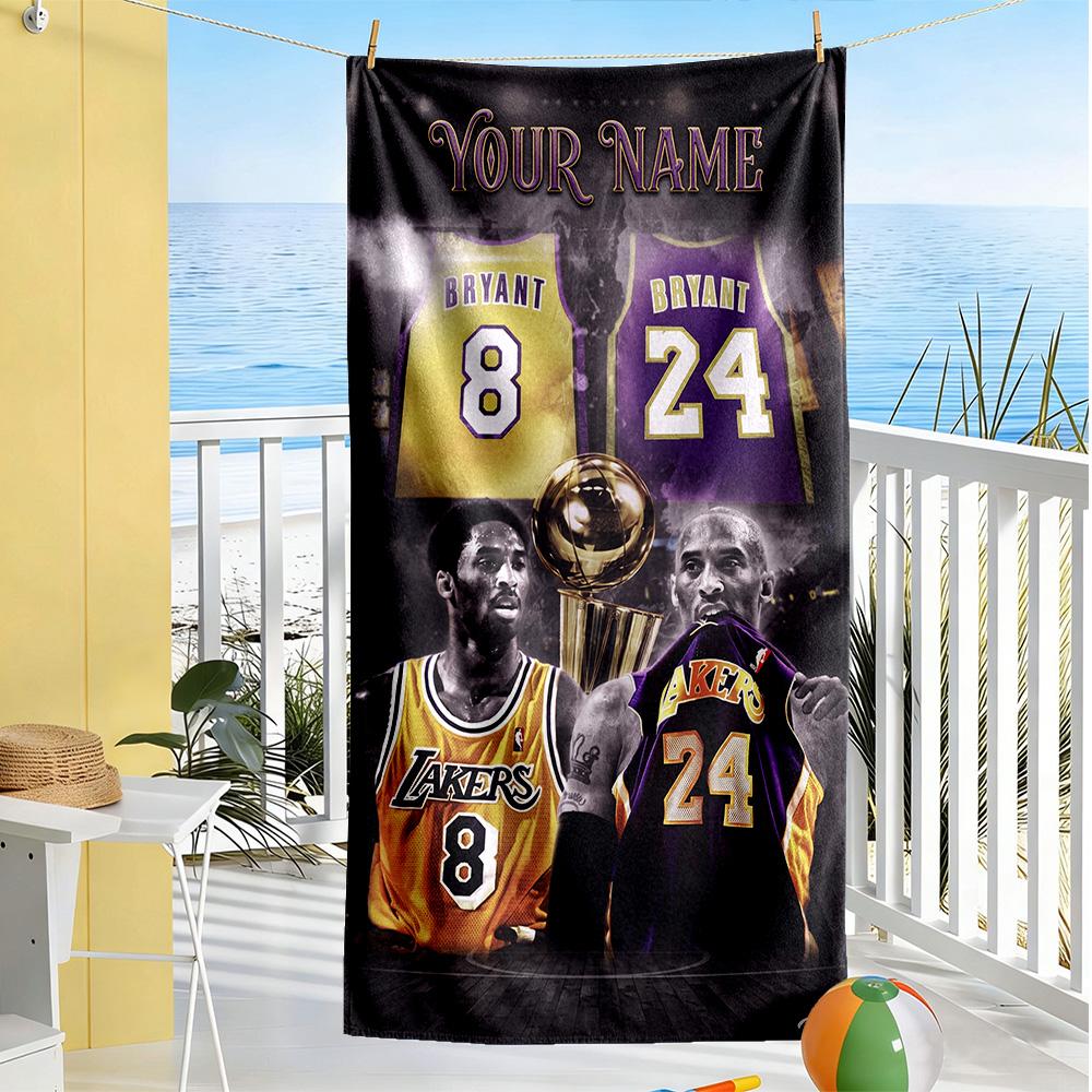Kobe Personalized Text Beach Towel High Absorbency Quickdry Portable For Swimmingbeachcamping Travel Beach Accessoriesgym