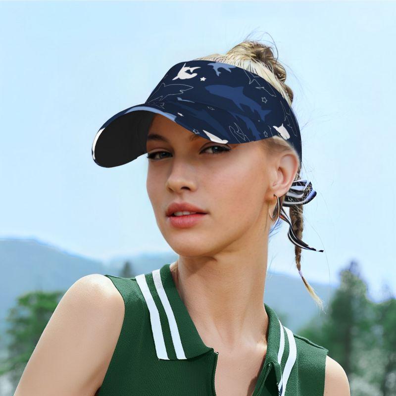 Cute Cartoon Sharks Pattern Sun Visor Hat Adjustable Empty Top Baseball Cap Outdoor Beach Golf Running Tennis Caps for Women Men