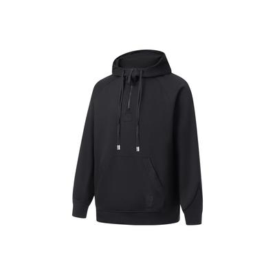 Li Ning X Jackie Chan Kung Fu Serie Innate Qi Logo Print Lockerer Hoodie Unisex Hoodies Anthrazit-Schwarz AWDT195-4