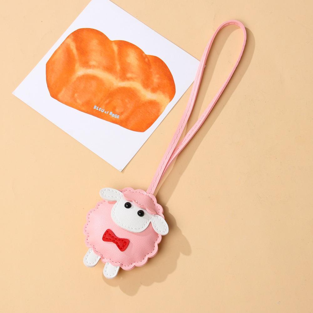 Soft PU Leather Sheep Keychain Cartoon Sheep Bag Charm Trendy Lamb Pendant Keyring Bag Accessories