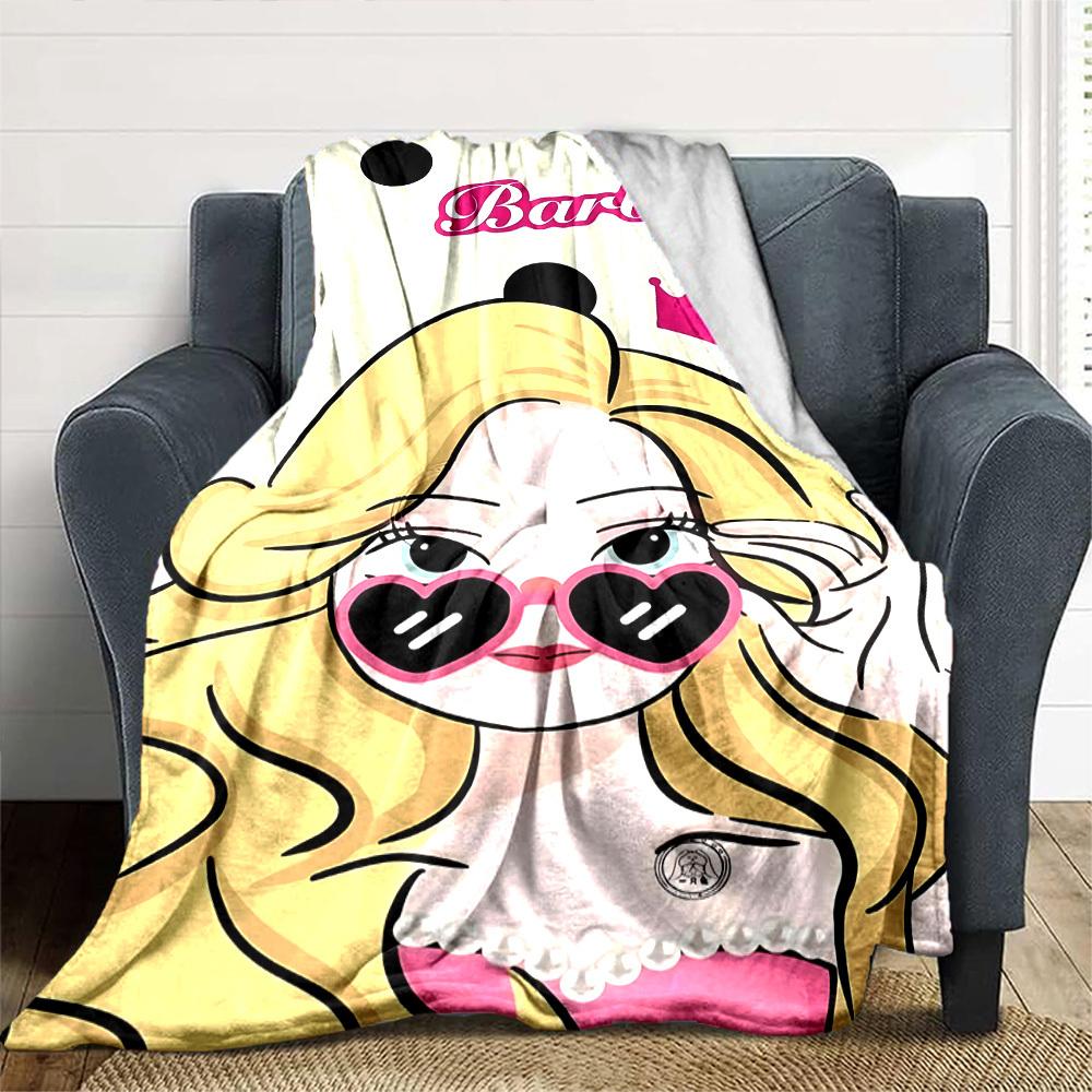 1pc Barbie Crown Flannel Blanket Soft Warm Throw for Home, Office, Travel, All Season Cozy Bedding Gift, Office