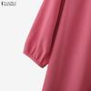 ZANZEA Women Casual Round Neck 3/4 Sleeve Loose Splice Lace Blouse