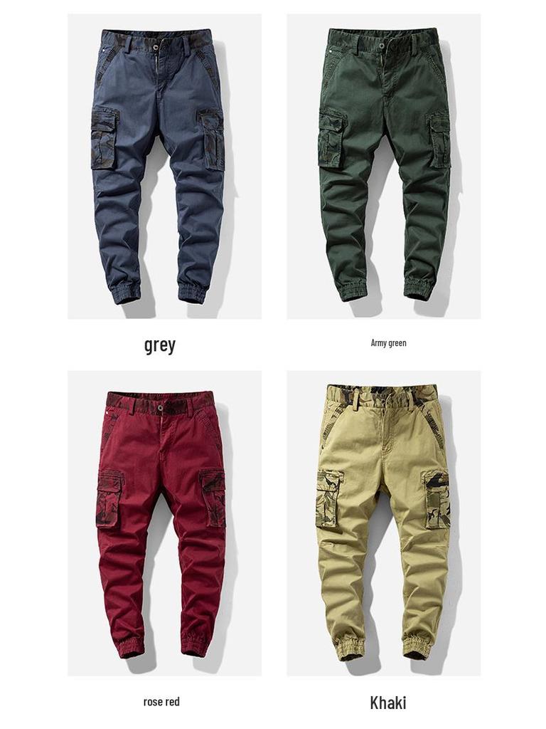 Men's Camouflage Multi-Pocket Elastic Cuff Overalls W9032