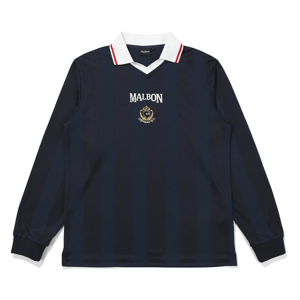 MALBON GOLF Malbon Striped T-Shirt Navy