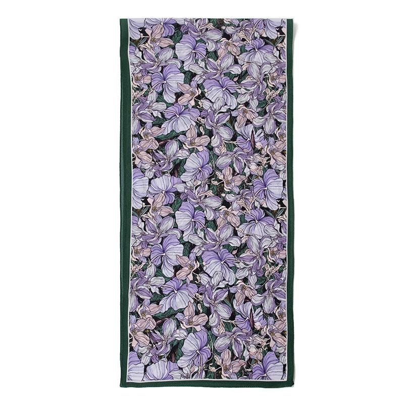 

Mulberry silk silk scarf women s spring and summer versatile gradual change flower cluster printing long yarn sunscreen shawl dual-purpose 148*32cm