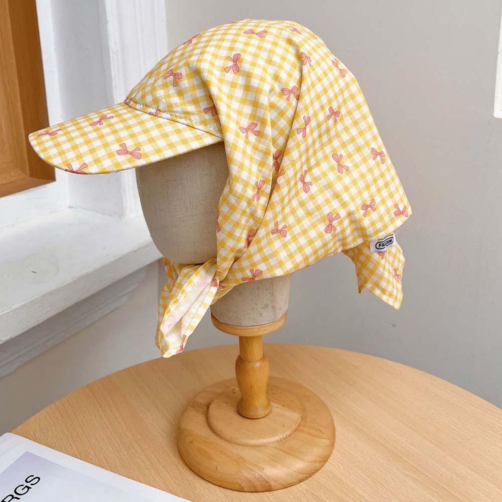 Plaid Headscarf Baseball Hat Rural Style Triangle Headscarf Hat Fashion Scarf Peaked Cap  Camping