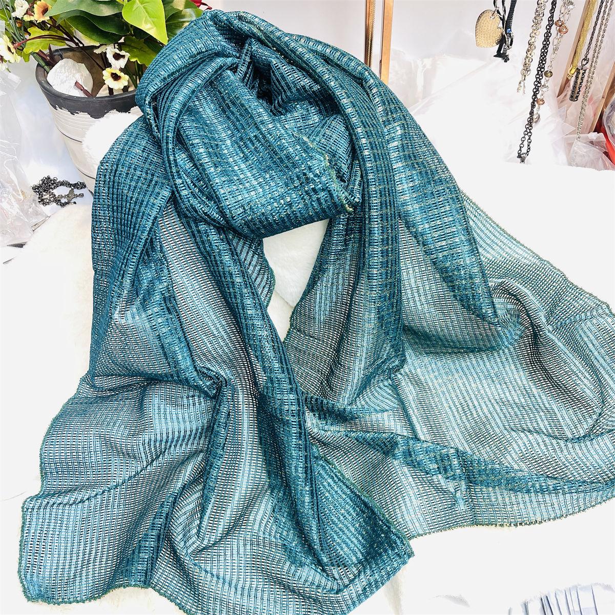 Льняной новый универсальный шелковый шарф шаль весна и осень тонкий шарф длинный шелковый солнцезащитный шарф мода павлин голубой