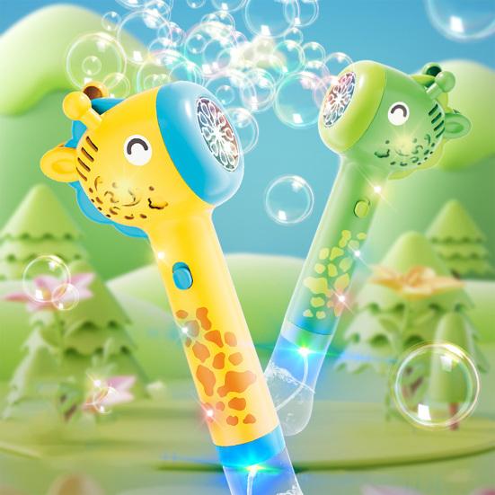 Electric Giraffe Bubble Maker Wand with Light 10 Holes Cartoon Animal