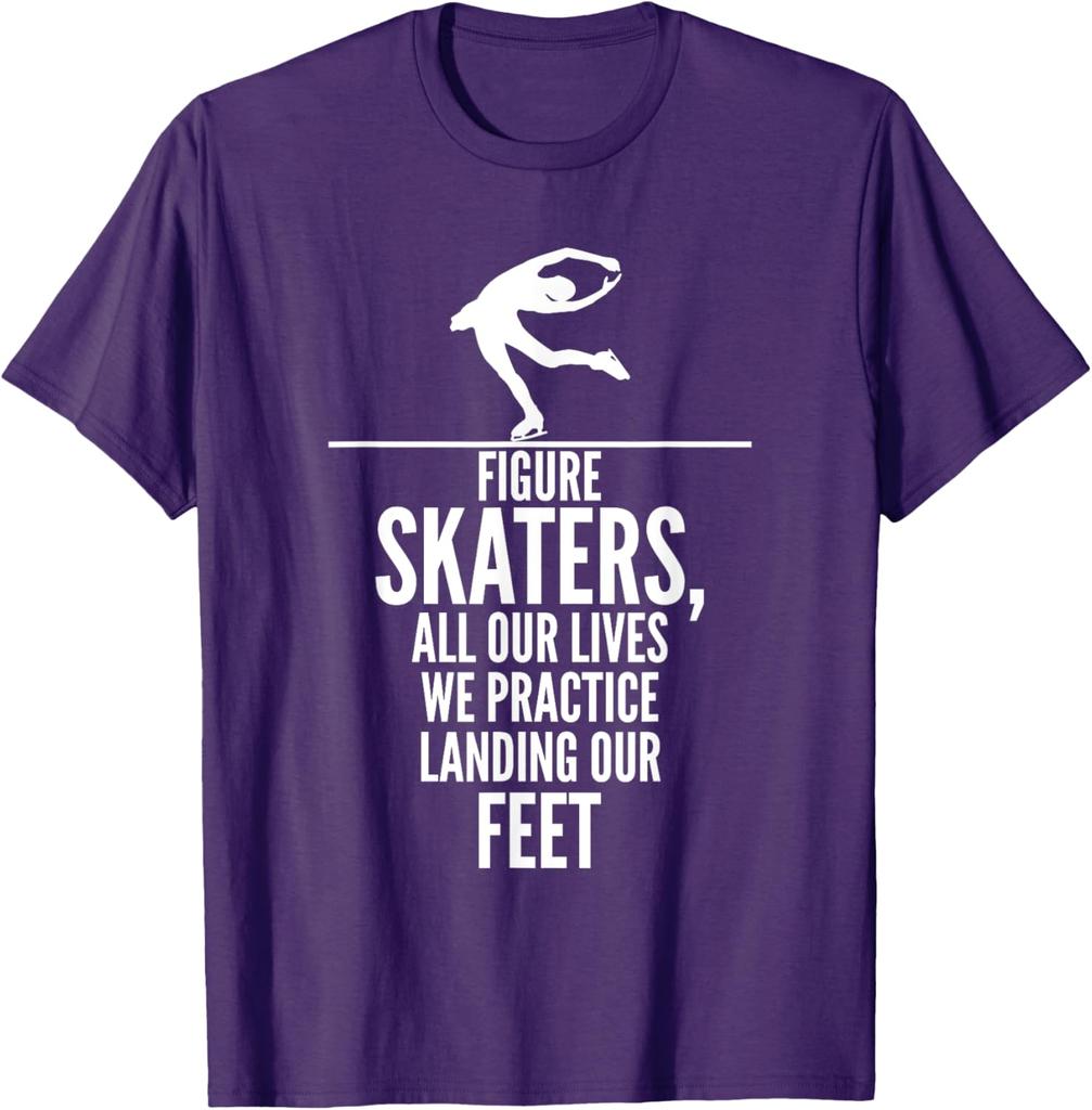 Figure Skaters Practice Landing Funny Graphic TShirt Casual Cotton Tee for Skaters