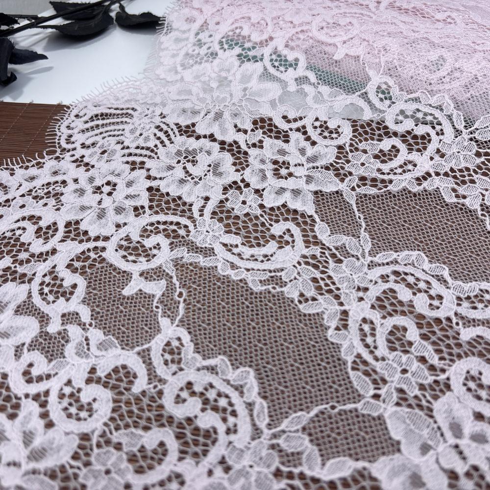 3m x 43cm French Chantilly Lace, Non-stretch Eyelash Nylon Lace Fabric for Sewing, Bra, Underwear, Lingerie, Dress, Garment, Crafting