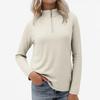 Women's Casual Stand Collar Zipper Velvet Solid Color Long Sleeve Top