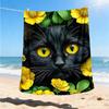 1pc Black Cat Print Print Outdoor Blanket, Lightweight Polyester,