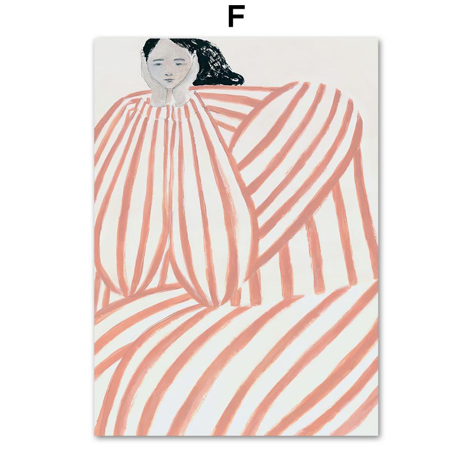 Abstract Striped Girl Line Body Geometry Wall Art Canvas Painting Nordic Posters And Prints Wall Pictures For Living Room Decor