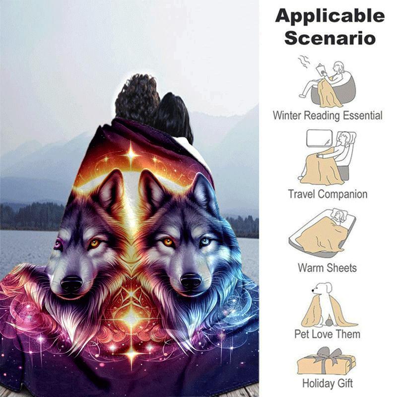 1pc Wolf Printing Lightweight Flannel Blanket, Comfortable and Warm Blanket, for Camping Sofa Bed and Couch Office, Gift
