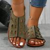 Large Size New Flat Bottom Hollow Beach Sandals Fashionable Rear Empty Buckle Belt Women's Shoes