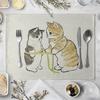 Mantel Individual Para Mesa de Comedor Lindo Gato Dibujo Animado Animal Estera Posavasos Creativo Estampado Resistente al Calor Accesorios de Cocina Comedor Almohadilla Caliente