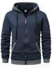Sudadera con capucha y cremallera transfronteriza para hombre: Múltiples Bolsillos, Jersey Casual Deportivo para Adolescentes, Ropa de Abrigo Otoño/Invierno