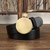 First Layer Cowhide Belt Men's Leather Smooth Round Buckle Belt Men's Korean Style Retro Easy Matching Buckle Fashion