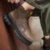 Men Vintage Work Shoes Autumn Winter New Non Slip Comfortable Platform Leather Shoes Fashion Lace Up Height Increase Short Boots
