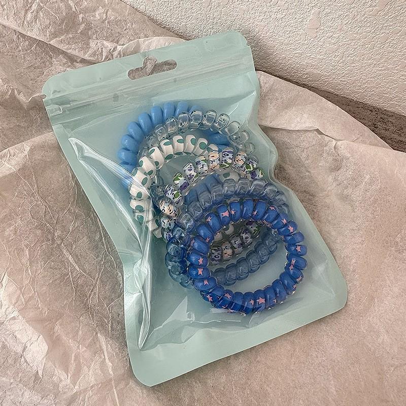 6Pcs Vibrant Playful Gradient Color Phone Line For Girls High Elasticity Headband Tied Bun Hair Loop Rubber Band Headband