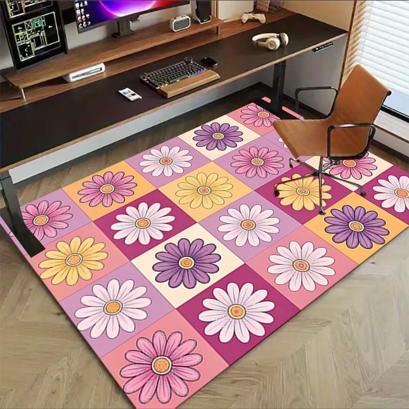 1pc Floral Pattern Area Rug Soft Flannel Floor Mat for Living Room, Bedroom and Carpet, Sofa Coffee Table Floor Mat, Decorative Rug q26