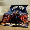 A Heroic Figure In Red and Blue Stands Before a Dark Castle and Full Moon. for All Seasons Blanket Lunch Break Throw Gift