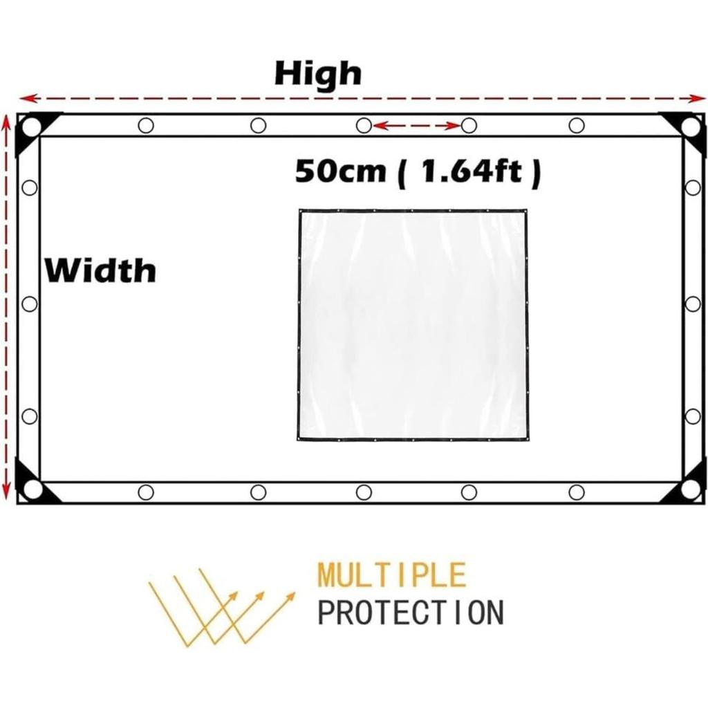 4x7m PVC Klar Wasserdichte Abdeckplane Faltbar, Mehrzweck Kunststoff Poly Planen mit Ösen und Verstärkten Kanten, Dick 0,3 MM