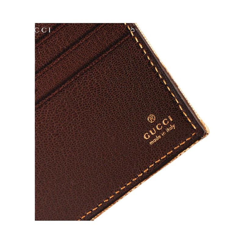 Gucci bi-fold brand jacquard bi-fold design artificial leather wallet men's sand color with dark brown