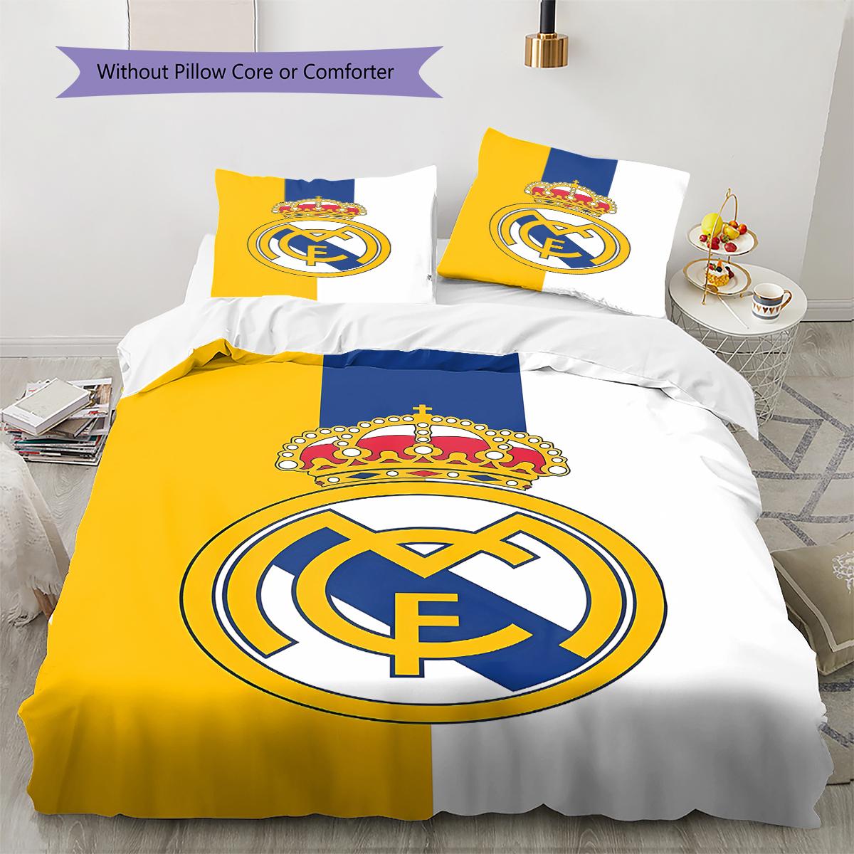 

Постільна білизна з візерунком Real Madrid CF, Комплект ковдри, Наволочка, Домашній подарунок на день народження (1 * підковдра + 2 * наволочка, без наповнювача) 220x240cm